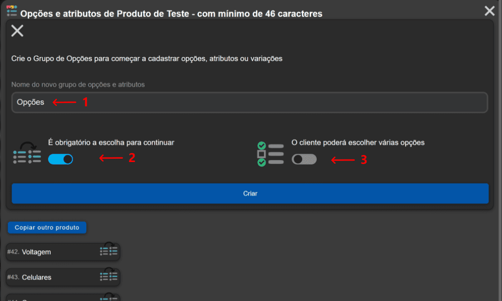 Utilizando Opções e Atributos 2